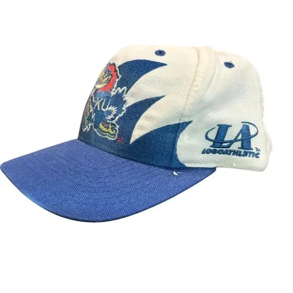 Vintage KU Kansas Jayhawks Logo Athletic Sharktooth SnapBack Hat Cap shark tooth